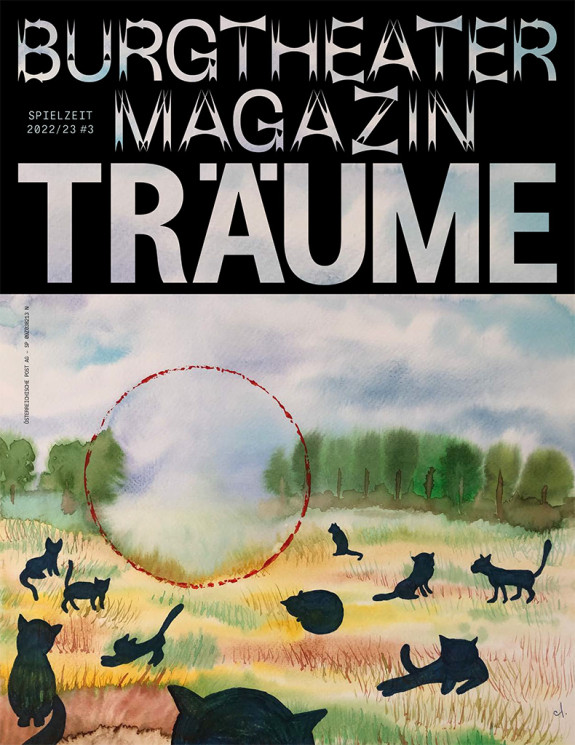 Ein Bild der Coverseite des Burgtheater-Magazins mit dem Titel „Träume“.