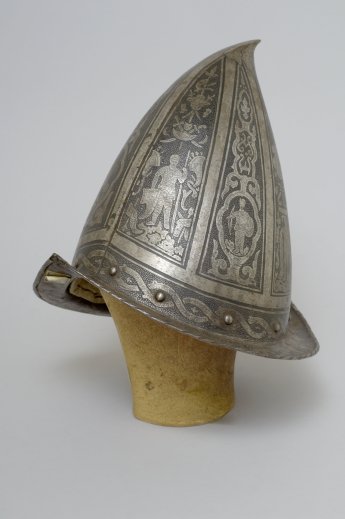 Birnhelm oder Cabasset, Eisen getrieben und geschwärzt, verm. 17. Jh.