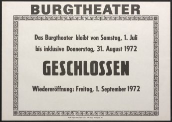 Abb. 10 / Theaterzettel während der Sommerpause, 1972