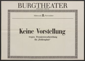 Abb. 7 / Theaterzettel mit der Anzeige „Keine Vorstellung“, 1988