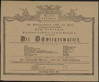 Abb. 1 / Erster Theaterzettel des Burgtheaters, 1776
