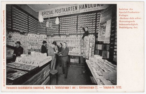 „Bediene dich Selbst“ Special-Postkarten Verlagsgeschäft, Werbepostkarte, um 1910, Sammlung Mila Palm. www.milaneum.at