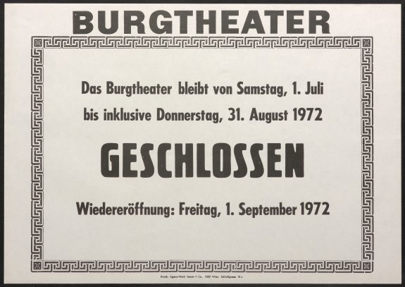Abb. 10 / Theaterzettel während der Sommerpause, 1972