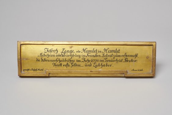 Namensschild von Joseph Lange aus der Ehrengalerie des Alten Burgtheaters 