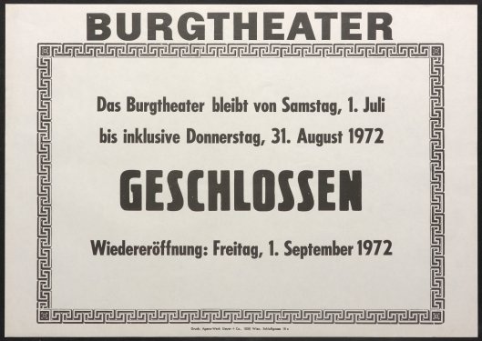 Abb. 10 / Theaterzettel während der Sommerpause, 1972