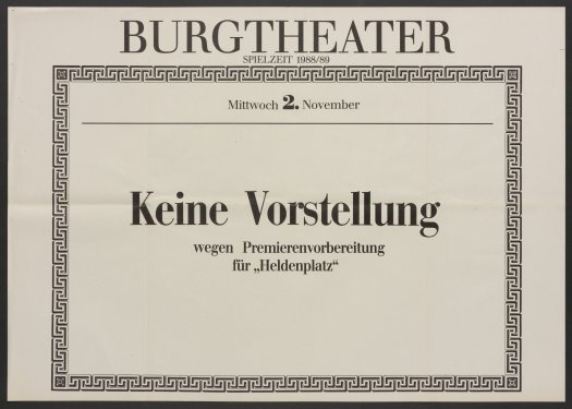 Abb. 7 / Theaterzettel mit der Anzeige „Keine Vorstellung“, 1988